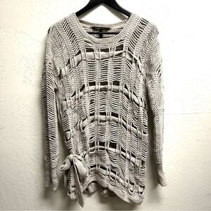 BCBGMaxAzria Open Knit Chunky Sweater Alpaca Light Gray Size XS